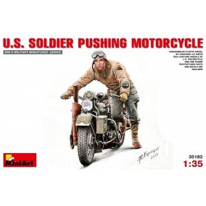 MINIART 35182 US SOLDIER PUSHING MOTORCYCLE